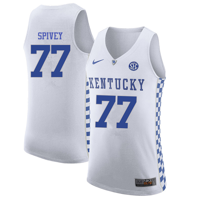 Men Kentucky Wildcats #77 Bill Spivey College Basketball Jerseys-White